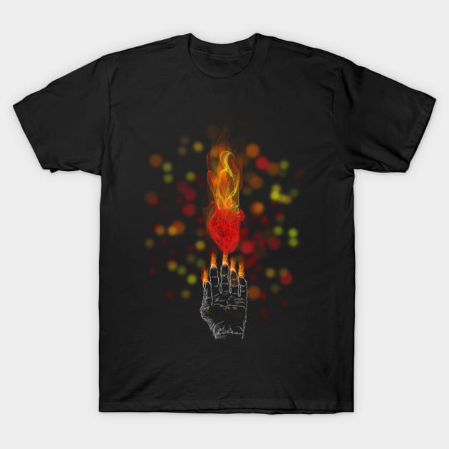 Burned heart T-Shirt by Hamza_Atelier